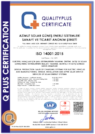 ISO 14001 Çevre Yönetim Sistemi Sertifikası — Azimut Solar Enerji